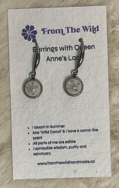 Drop Earrings with Queen Anne's Lace