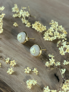 Stud Earrings with Elderflower Blossoms