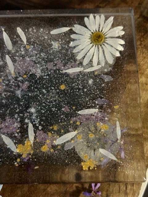 Large Charcuterie Board with Daisies and Purple Loosestrife Petals