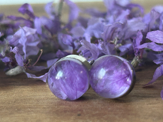 Earrings with Purple Loosestrife Petals