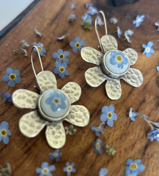 Flower Earrings with Forget-Me-Not Flowers
