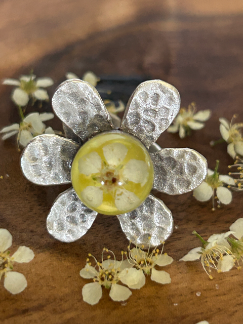 Flower Shape Ring with Chokeberry Flowers (adjustable)