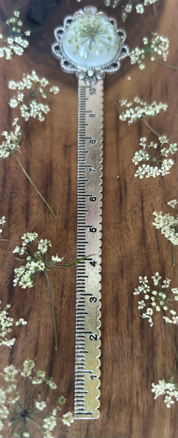Metal Bookmark with Common Marsh Bedstraw Flowers