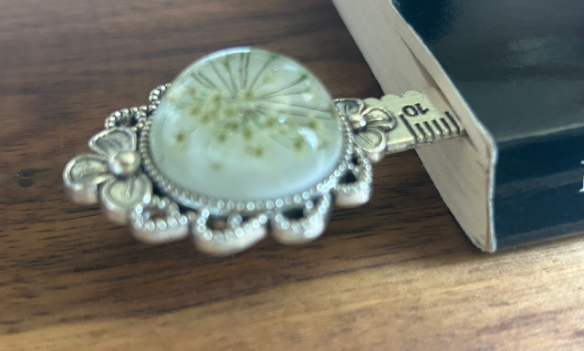 Metal Bookmark with Common Marsh Bedstraw Flowers