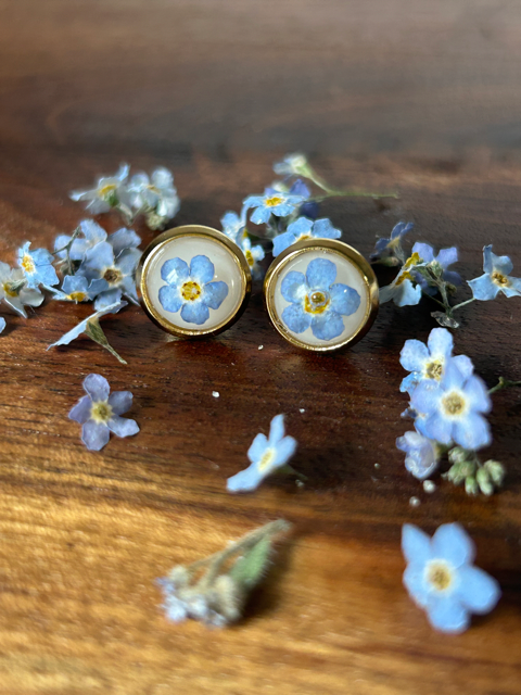 Stud Earrings with Forget-Me-Not Flowers