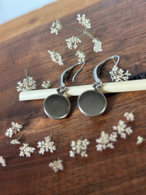 Earrings with Fools Parsely and Sweet Alyssum Flowers
