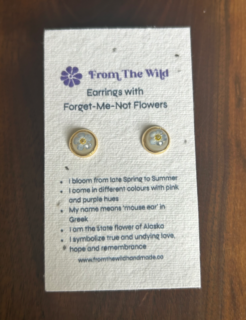 Stud Earrings with Forget-Me-Not Flowers