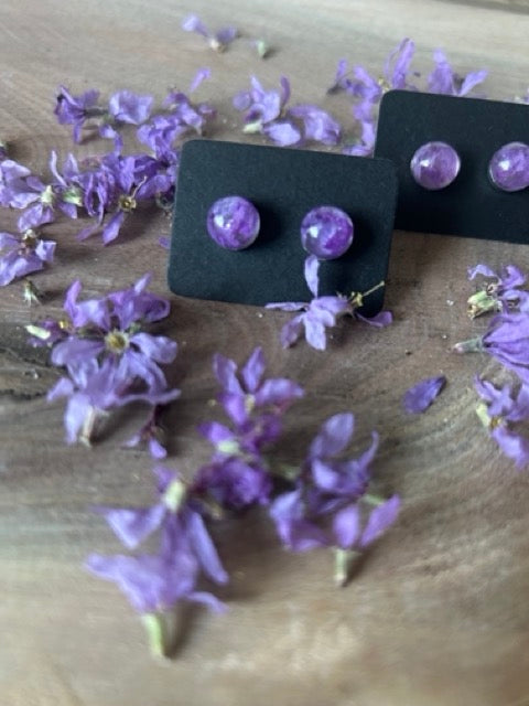 Earrings with Purple Loosestrife Petals