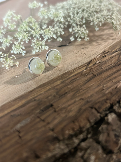 Stud Earrings with Queen Anne's Lace