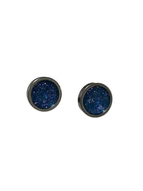 Medium Round Stainless Steel Stud Earrings with Resin