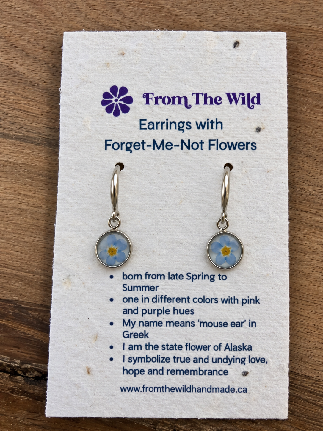 Drop Earrings with Forget-Me-Not Flowers