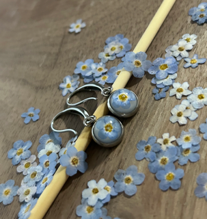 Drop Earrings with Forget-Me-Not Flowers