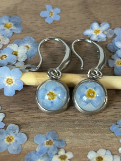 Drop Earrings with Forget-Me-Not Flowers