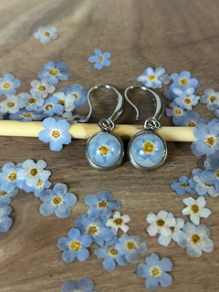 Drop Earrings with Forget-Me-Not Flowers
