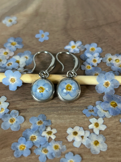Drop Earrings with Forget-Me-Not Flowers