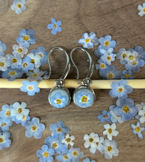Drop Earrings with Forget-Me-Not Flowers