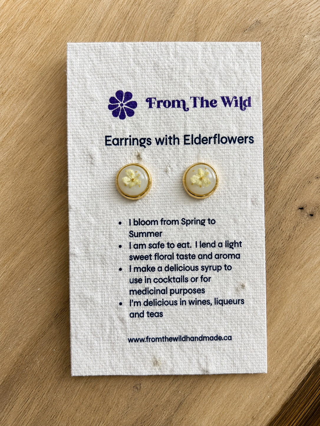 Stud Earrings with Elderflower Blossoms