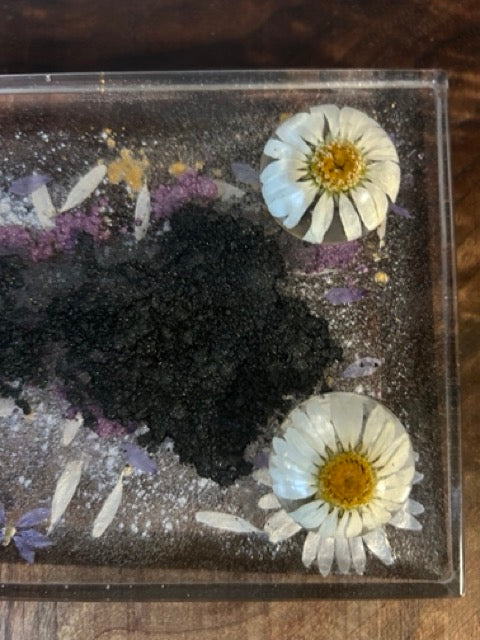 Large Charcuterie Board with Daisies and Purple Loosestrife Petals