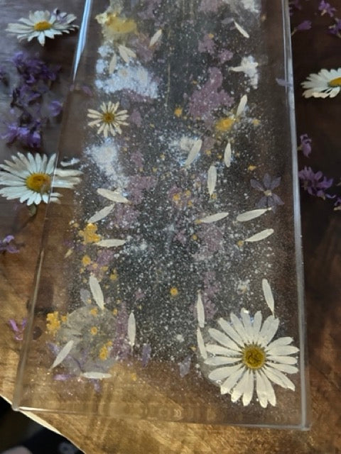 Large Charcuterie Board with Daisies and Purple Loosestrife Petals