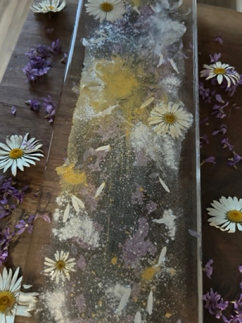 Large Charcuterie Board with Daisies and Purple Loosestrife Petals