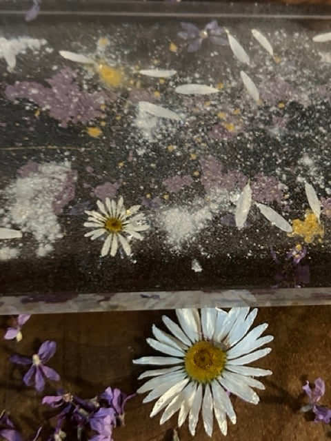 Large Charcuterie Board with Daisies and Purple Loosestrife Petals