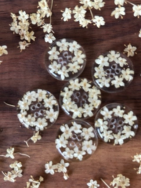 Buttons with Elderflowers (Pack of 6)