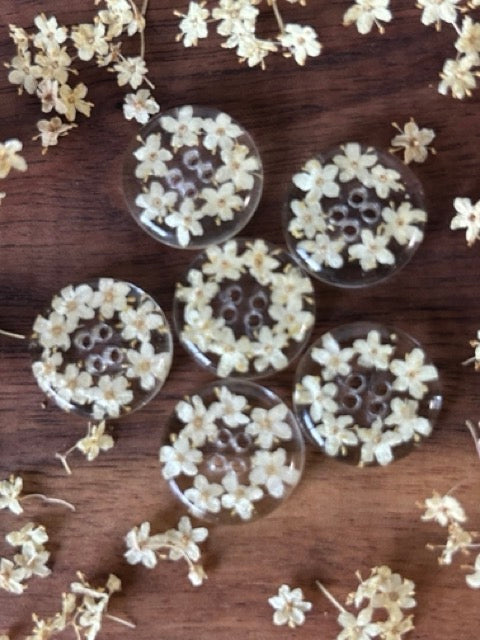 Buttons with Elderflowers (Pack of 6)