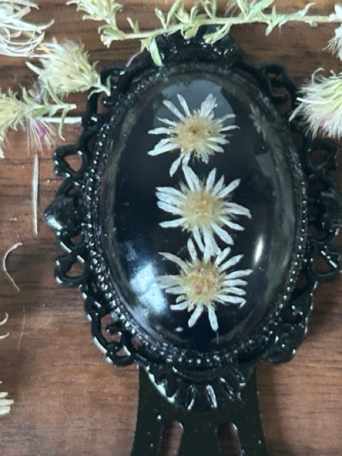 Antique Style Bookmark with White Heath Aster Flowers