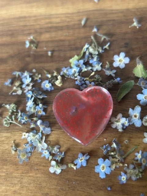 A Little Love with Bouquets of Forget Me Not Flowers and Pink Howlite Crystals