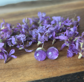 Earrings with Purple Loosestrife Petals