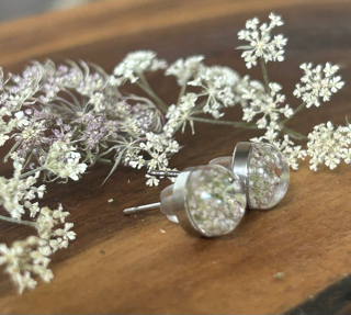 Earrings with Cow Parsley Flowers