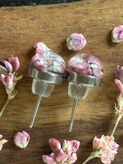 Stainless Steel Earrings with Curlytop Knotweed Flowers