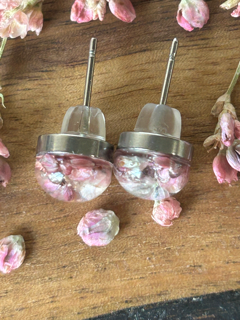 Stainless Steel Earrings with Curlytop Knotweed Flowers