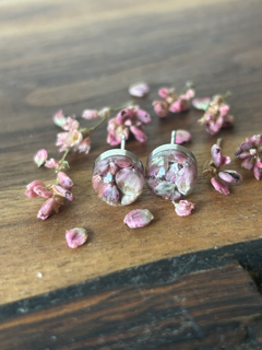 Stainless Steel Earrings with Curlytop Knotweed Flowers