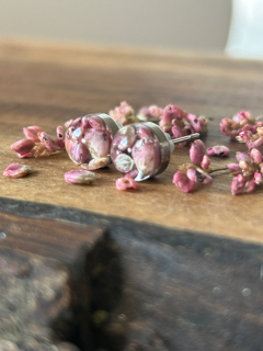 Stainless Steel Earrings with Curlytop Knotweed Flowers