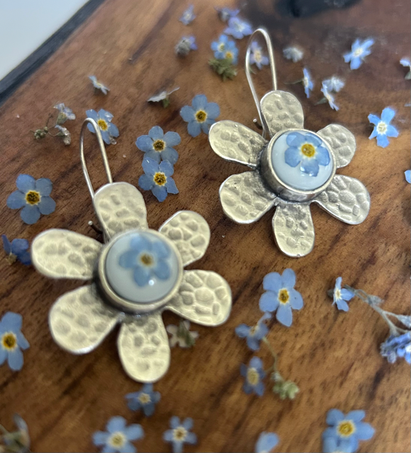 Flower Earrings with Forget-Me-Not Flowers