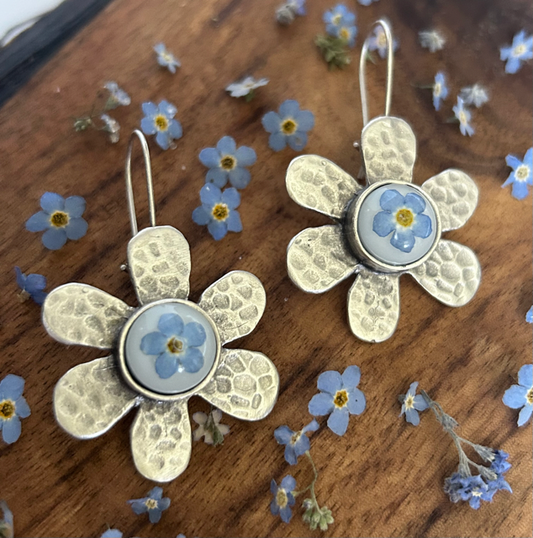 Flower Earrings with Forget-Me-Not Flowers