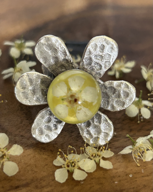 Flower Shape Ring with Chokeberry Flowers (adjustable)