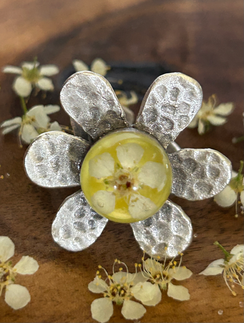 Flower Shape Ring with Chokeberry Flowers (adjustable)