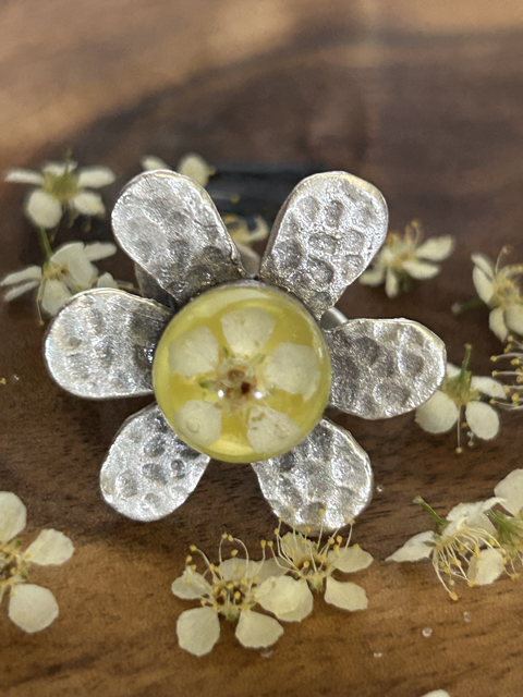 Flower Shape Ring with Chokeberry Flowers (adjustable)