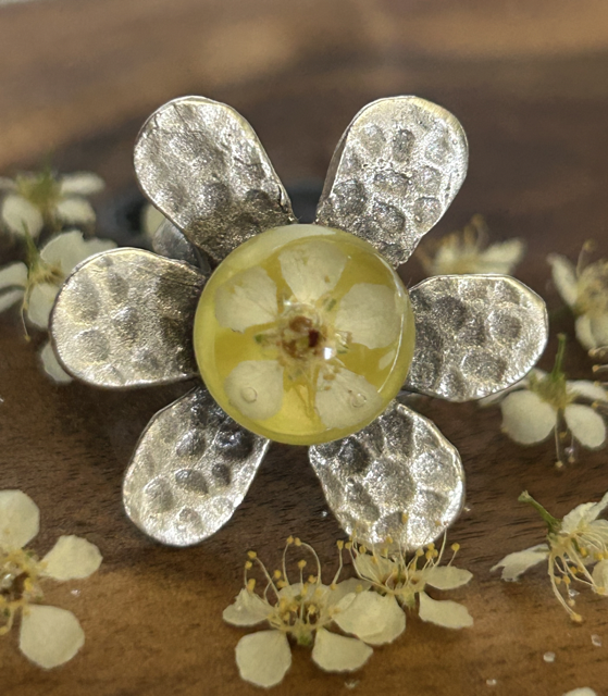 Flower Shape Ring with Chokeberry Flowers (adjustable)