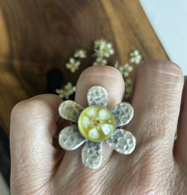 Flower Shape Ring with Chokeberry Flowers (adjustable)
