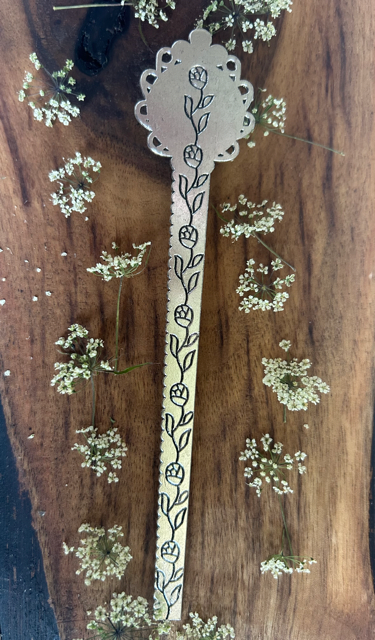 Metal Bookmark with Common Marsh Bedstraw Flowers