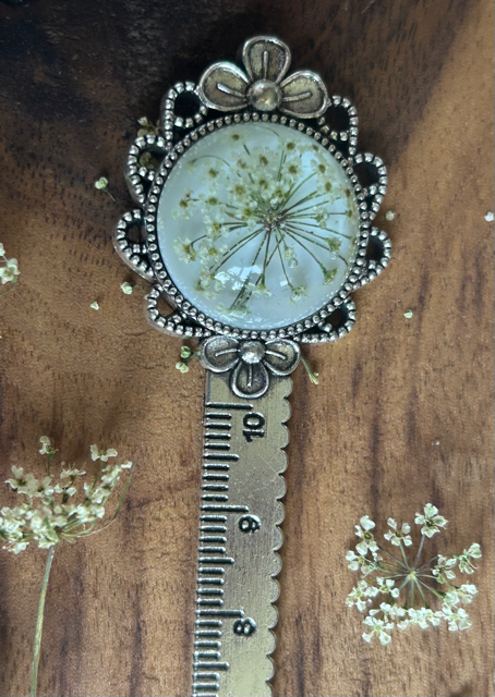 Metal Bookmark with Common Marsh Bedstraw Flowers