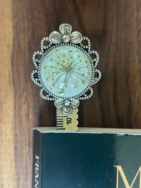 Metal Bookmark with Common Marsh Bedstraw Flowers