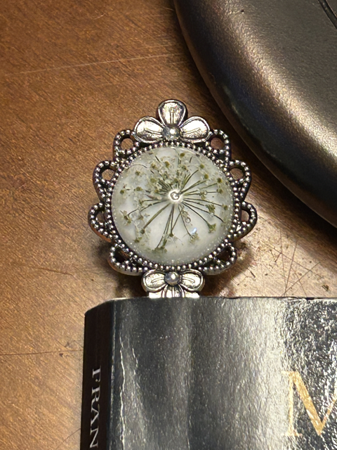 Metal Bookmark with Common Marsh Bedstraw Flowers