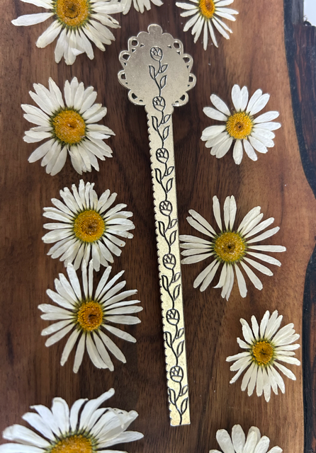 Long Metal Bookmark with Daisies