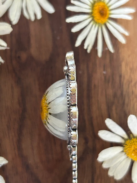 Long Metal Bookmark with Daisies