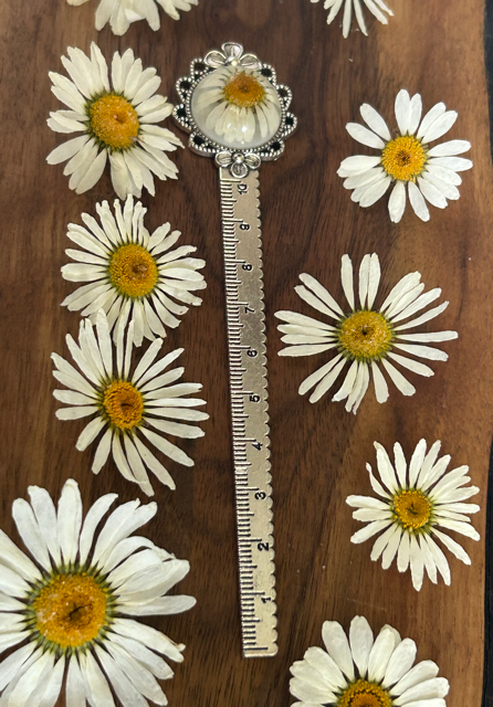 Long Metal Bookmark with Daisies