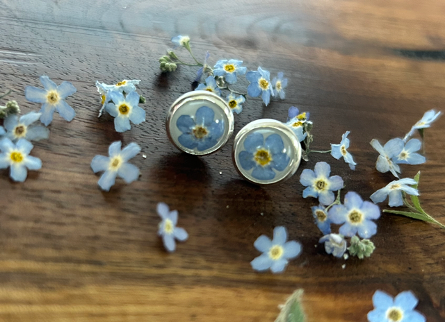 Stud Earrings with Forget-Me-Not Flowers